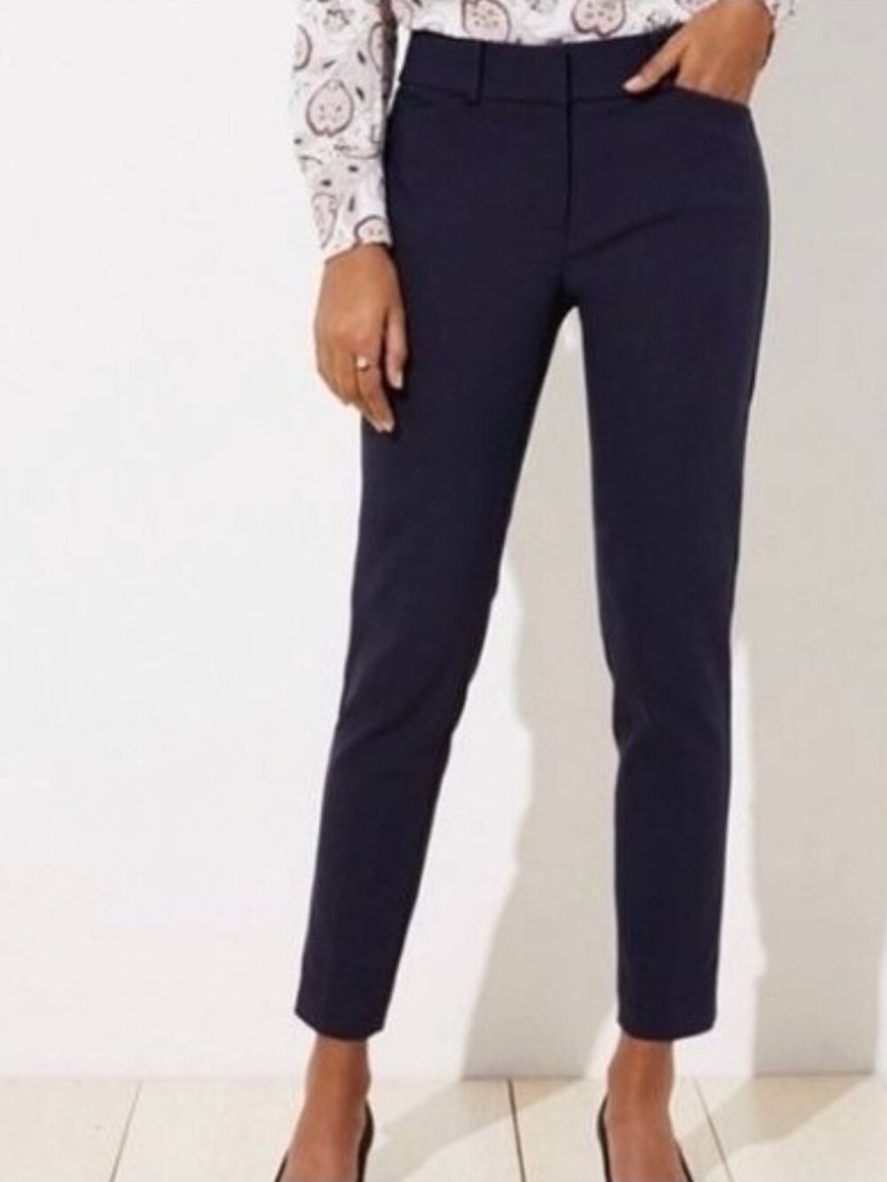 Ann Taylor LOFT Womens Pants Julie Skinny Size 4 Navy Blue Stretch Work Career